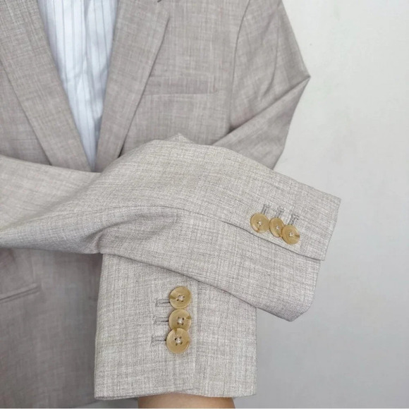 Banana Republic Womens 6 Khaki Stretch Flax Career Blazer - Picture 10 of 16